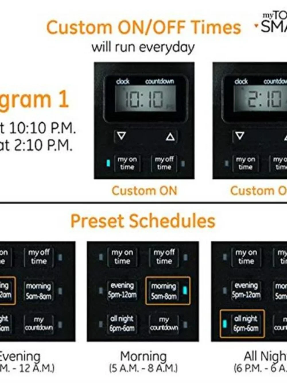 Indoor/Outdoor Weather Resistant Digital Plug-in Timer, Custom Presets